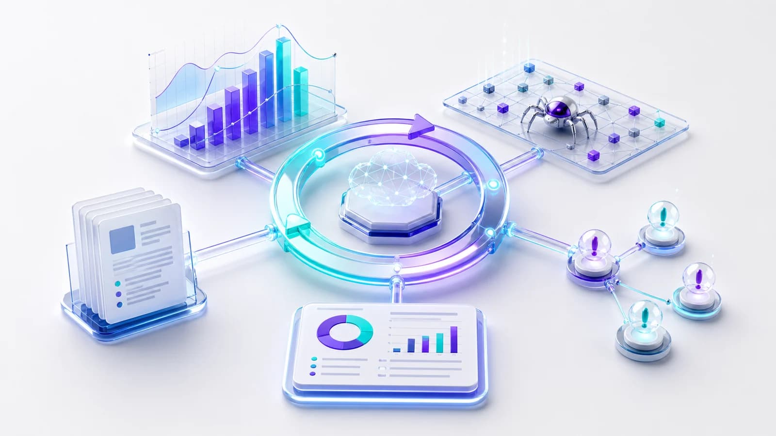 An automated SEO operations loop connecting rankings, audits, content and reports