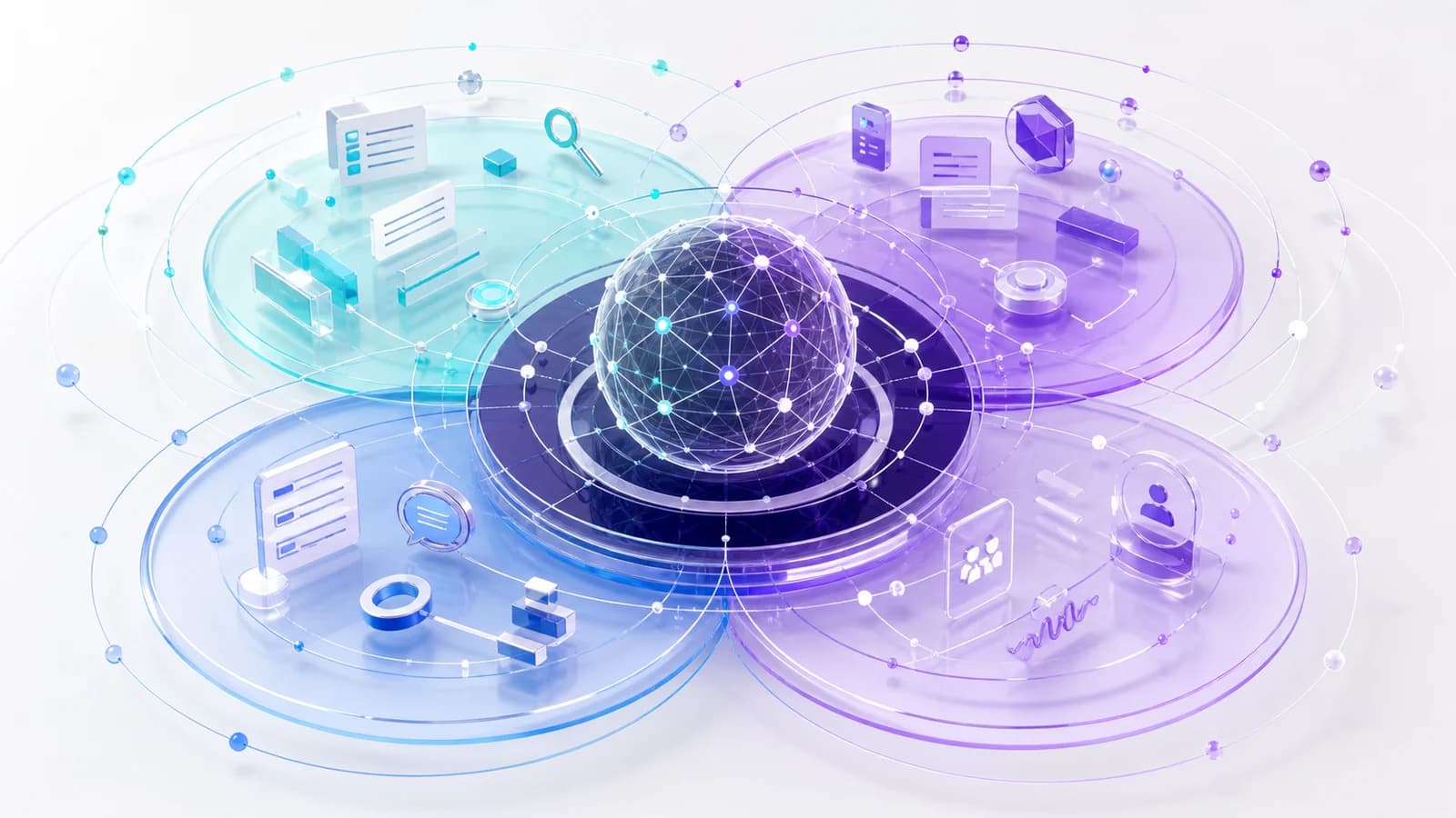 Four connected search visibility layers across search and AI discovery